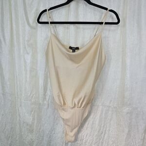 Lulus Satin Champagne Cowl Neck Body Suit Size M